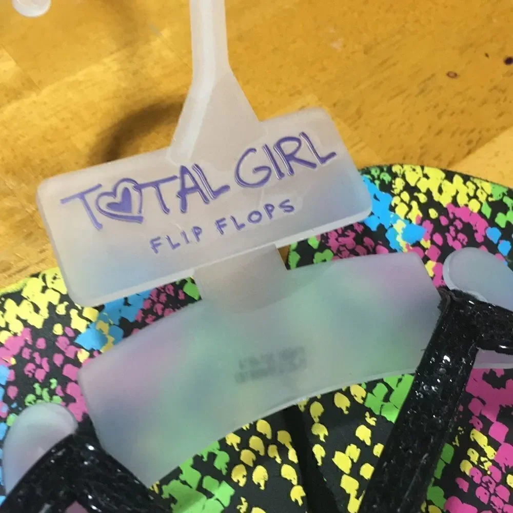 NWT Total Girl JCPENNEY black neon colored flip flops size 2-3 - Picture 3 of 6